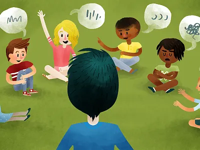 Acknowledging & Listening children digital education emotions feelings illustration kids speech talking watercolor