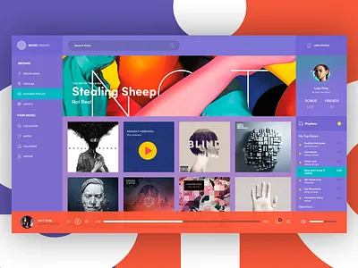 Radar music service design material music player ui ukraine user interface ux