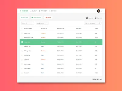 Invoice management web app design designer freelancer invoice management ui ux vietnam web web app