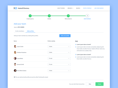 Add members agency app clean freelancer material design navigation profile skills steps ui ux wizard
