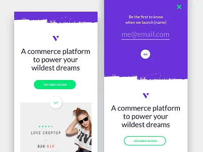 Mobile Sign Up button form green mobile promo purple sign up site web