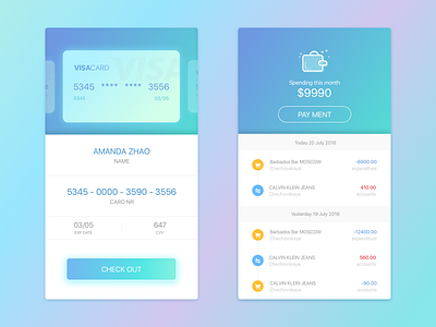 For credit card statement inquiring and payment app design details financial home investmentcards ios ui