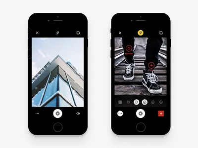 VSCO Camera black dark interface ios iphone minimal ui ux vsco white