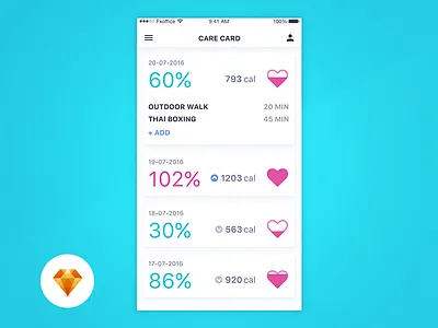 Care Card - Day90 My UI/UX Free SketchApp Challenge app card care free freebie health health care ios sketch sketchapp ui ux