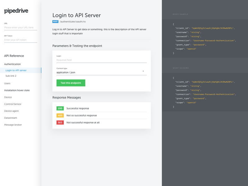 Example of Swagger template for our API