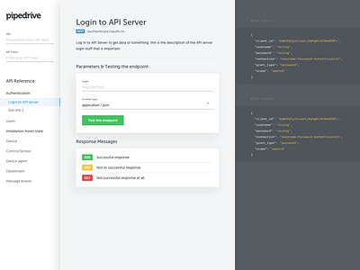 Swagger template for our API api swagger