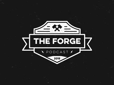 The Forge Podcast - Artwork/Logo artwork badge design forge hammer logo podcast retro