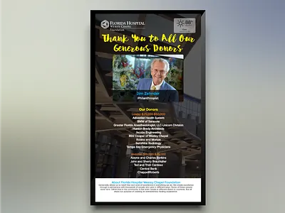 Florida Hospital Wesley Chapel Foundation communication digital signage display donors hospital image information weather