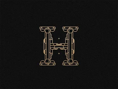 Letter H alphabet architecture art deco branding geometric gold logo logotype muralnoir or pattern typography