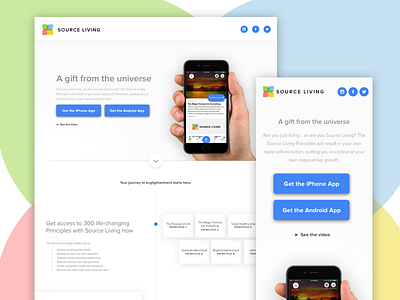 Landing Page for Spiritual App drop shadow enlighten flowers happy peace responsive spirit spiritual web web design website yoga