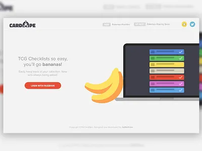 CardApe Login ape bananas checklist facebook login macbook monkey pokemon tcg ui web design