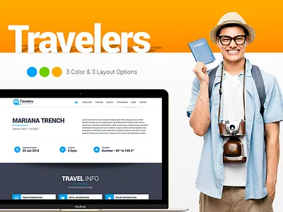 Traveler - Responsive Landing Page beach booking cruise itinarary lanbding nature place railway tour travel web world