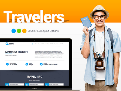 Traveler - Responsive Landing Page beach booking cruise itinarary lanbding nature place railway tour travel web world