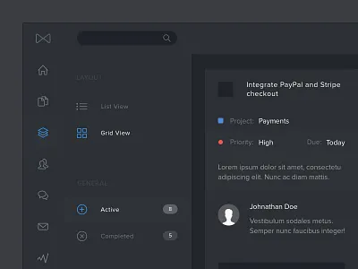 Tasks - Dark Mode (Sketch) admin dark dark mode dashboard free freebie project management sketch tasks ui web app