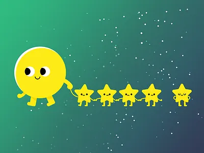 Night walk character illustration moon night space star twinkle walk