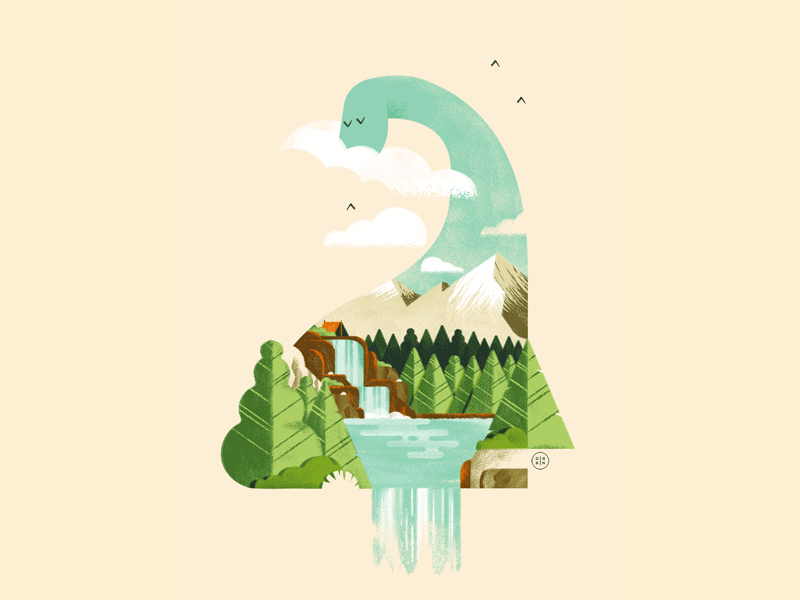 Lago Film Festival - Bon Nûl animation daniele simonelli gif illustration lake lake monster matteo goi monster mountain tend