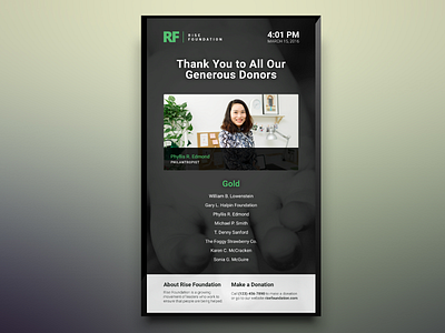 Rise Vision Donor Wall Basic Package communication digital signage display donors image information