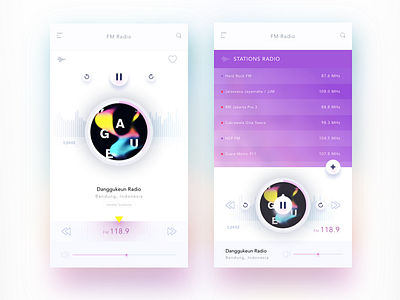 Radio FM app concept fm frequency mobile app music pause play radio stations radio volume