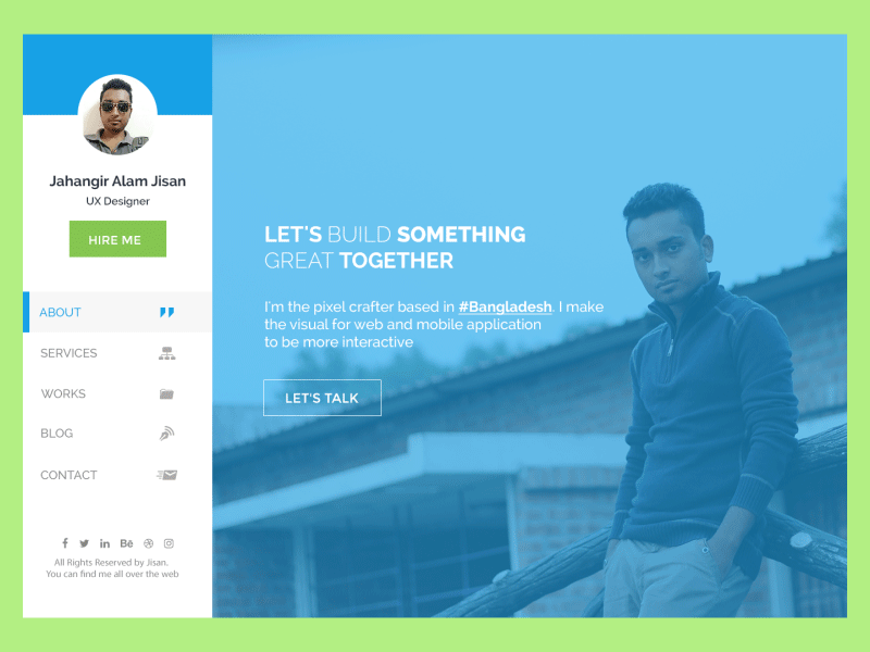 Personal portfolio design concept alam contact design gif jahangir jisan personal portfolio user interface