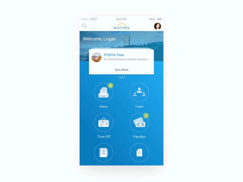 Personalized Photo Pull animation home screen interaction design photography principle product design pull down refresh ui ux workday