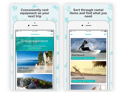 Screenshots for On-Demand App app store blur destination fade feed green icons marketplace on demand summer travel vacations