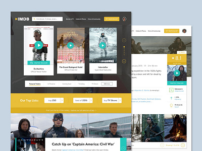 IMDB Redesign gallery imdb logo media movies shows stars theatres trailer tv video
