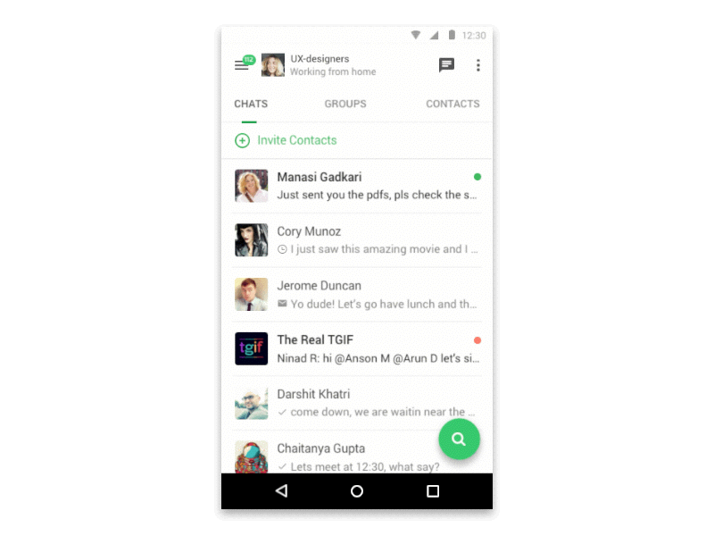 Team switching/settings for Flock app chat flock menu settings switching teams ui ux
