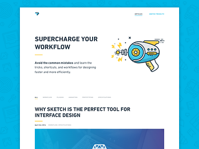 Sketch Tricks Articles blog landing page sketch web design