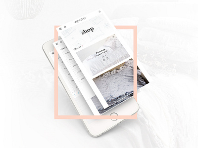Bella Notte Mobile Shop Ux Ui e commerce index light theme linens mobile pastel shop ui ux