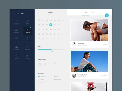 Book a class booking calendar fitness flat gym health medical minimal profile sport timeline workout