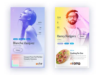 Social Profiles Design app mobile profiles social ui