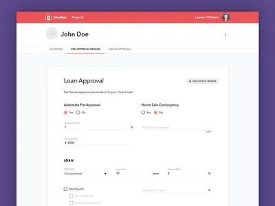 Steadkey MVP–Loan Approval app form input mortgage saas ui website