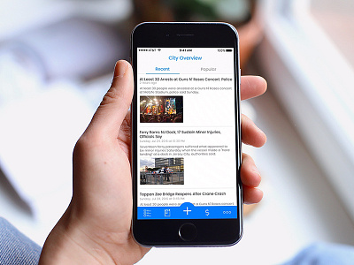 City Overview city overview feeds home screen ios iphone 6 landing screen mobile application mobile ui news ui ux