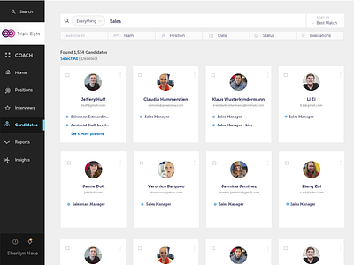 Ideas for displaying User Profiles cards filter menu navigation search sidebar user profiles
