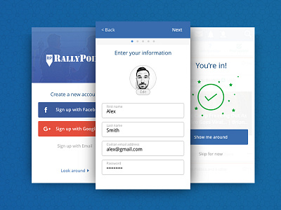 RallyPoint Mobile Registration flow mobile registration user