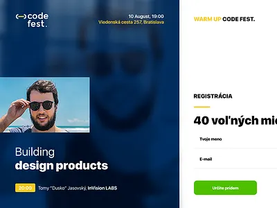 Warm UP / Code Fest Event app blue event invision responsive simple web wezeo