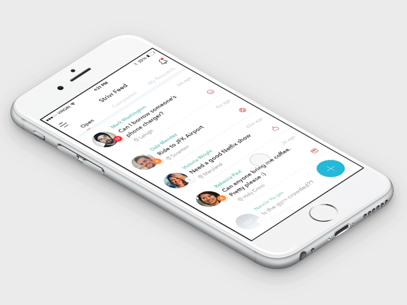 Strivr clean flat friends help ios iosapp iphone messenger social strivr ui ux