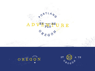 Hand drawn badge exploration badge blue hand drawn layout oregon pdx portland state texture type typography