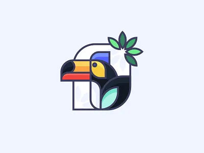 Toucan bird geometric icon illustration jungle leaves toucan