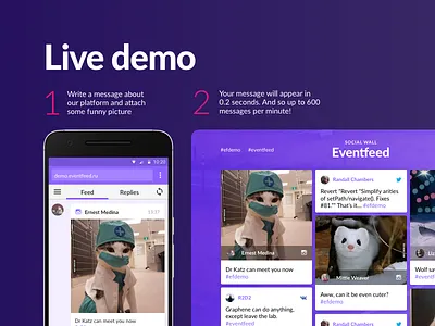 Eventfeed — онлайн платформа для общения на мероприятиях. event mobile network socialmedia ui