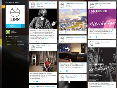 Content feed for social network KILTR branding feed network pod post profile social socialmedia tile ui ux website