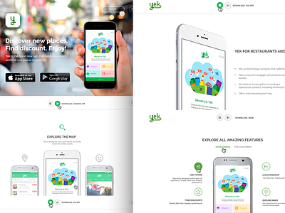 Yek App | All discounts in your phone android app apple business ios landing map mobile phone search ui