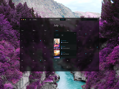 New Mac Calendar calendar dark events facebook flat mac macos noshadows ui ux window windows10