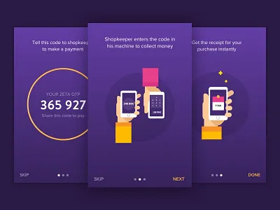 Zeta - Onboarding illustrations new onboarding pay payment receipt ui ux zeta