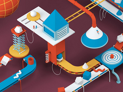 GS1 3d abstract cgi factory geometric graphic illustration infographic