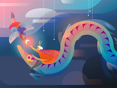 Dragon Well butterfly character dragon dragon well illustration illustrator pattern sky star tea vector