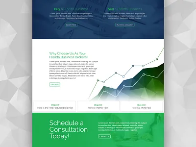 Business Broker Website Preview blue business corporate graph green landing page raleway web website