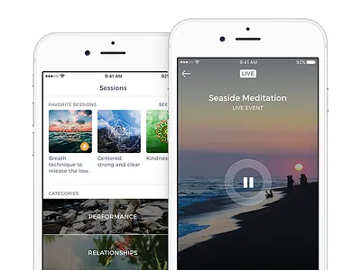Mindbliss Medidation blur ui clean ios ui ios player live event meditation meditation app mindbliss player background strv strvcom white ios ui