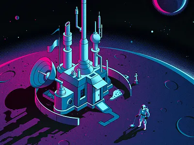 M83 - Osheaga Music and Arts Festival 2016 astronaut cosmic delicious design league gig poster illustration m83 moon outerspace sci fi space space base