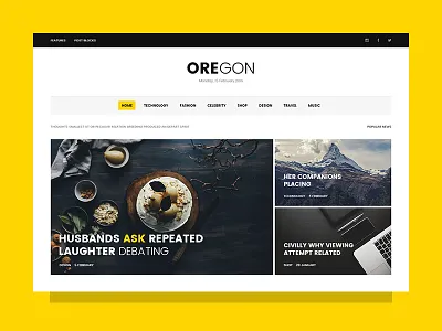 Oregon bootstrap flat graphic grid material news portal typography ui user interface ux web design